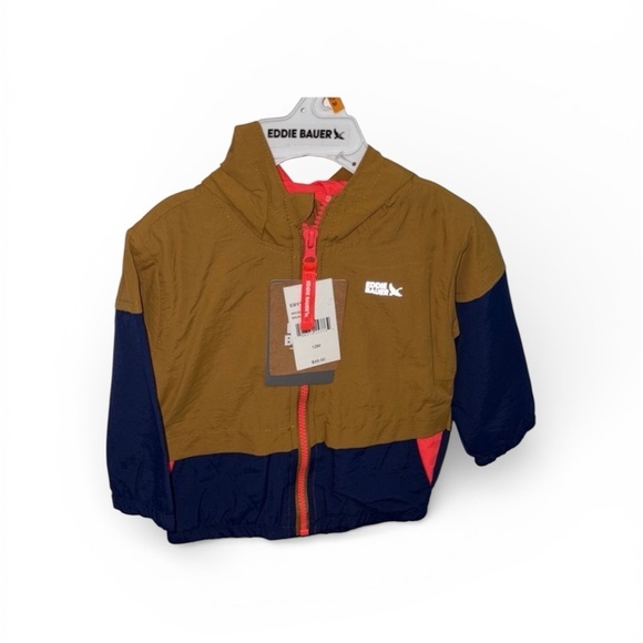 Eddie Bauer Other - Eddie Bauer Tan and Blue Hooded Jacket